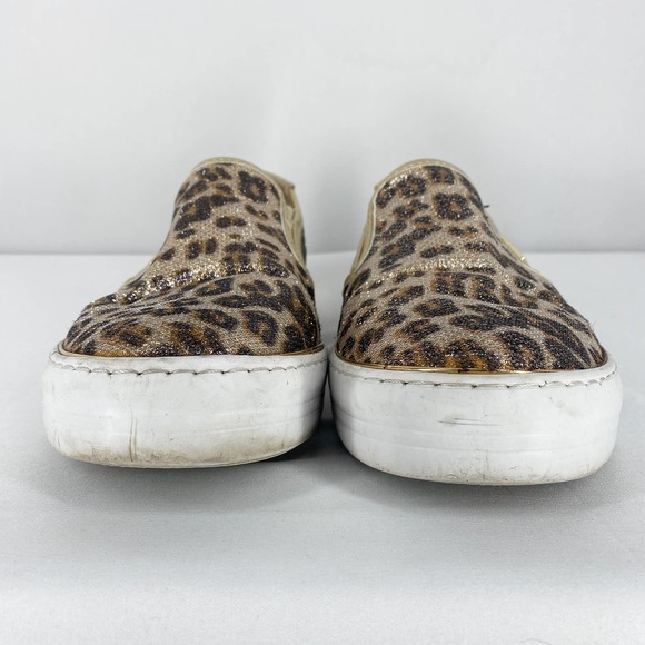 G By Guess Gollys 2 Sneakers Sparkle Leopard Gold Metallic Slip On Flat Shoes 10 - Picture 4 of 10